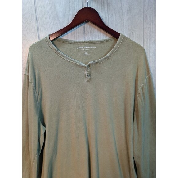 Lucky Brand Men's Long Sleeve Shirt Green Size XXL Venice Burnout Crew Neck - Picture 2 of 6
